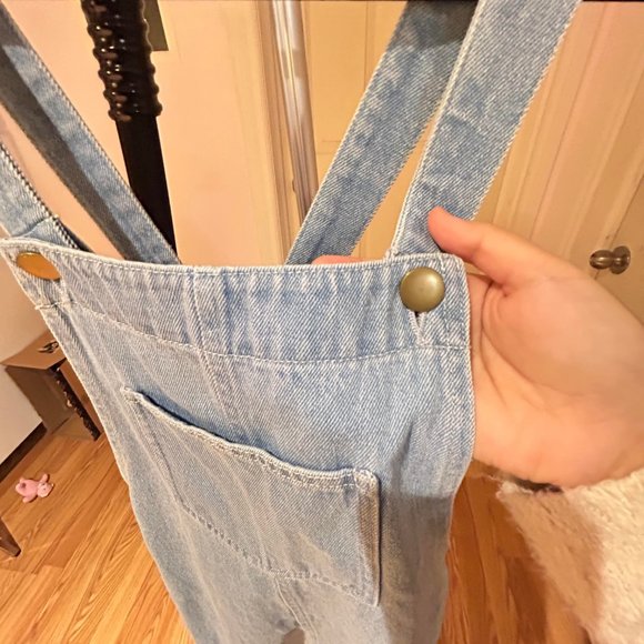Vintage 90s Style Skirt Overalls Dress Blue Denim XS - Picture 6 of 6